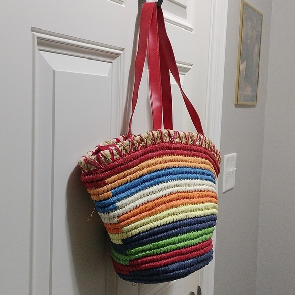 Sun N Sand Vibrant Multicolor Woven Tote Bag - Picture 5 of 8